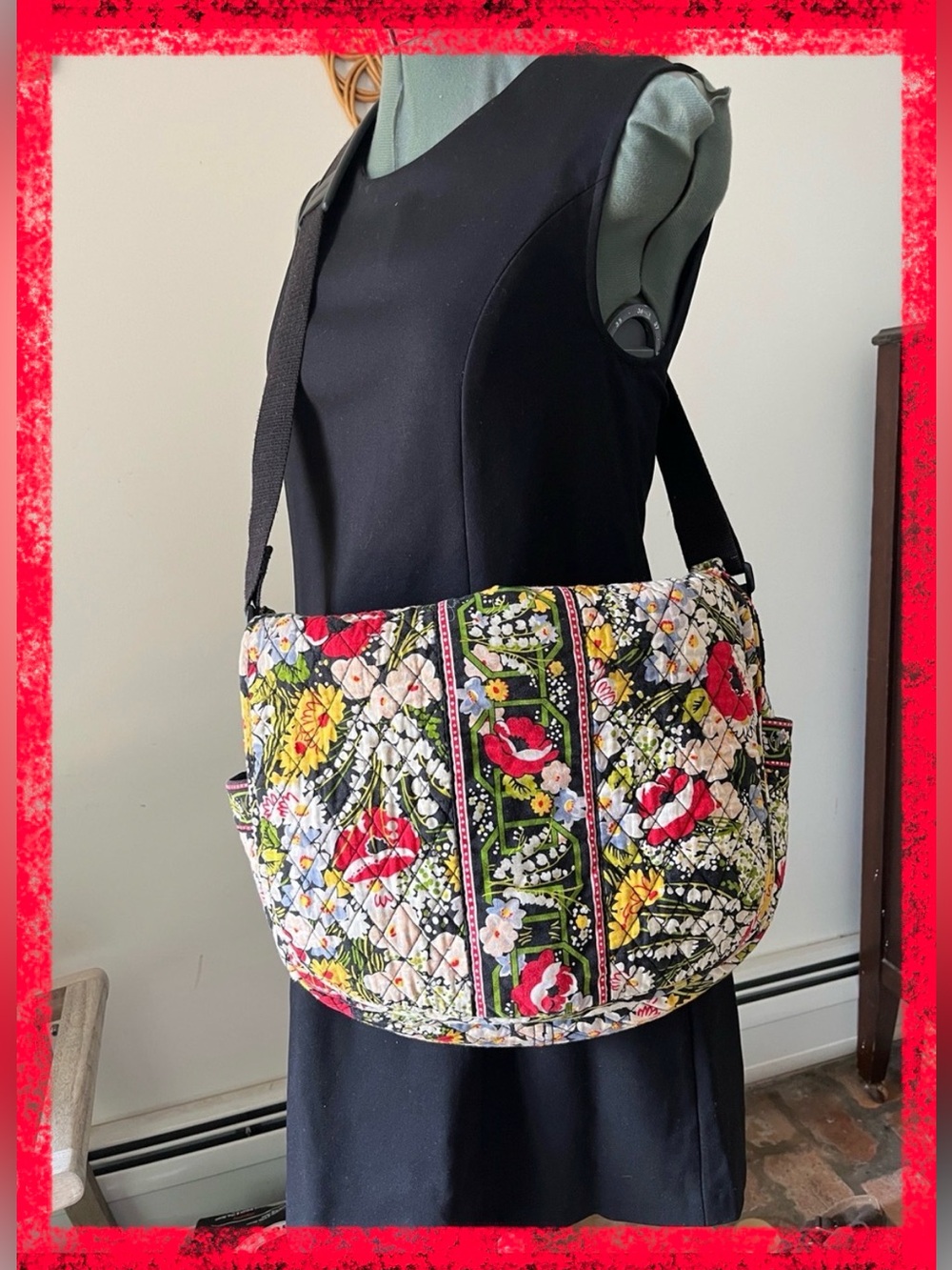 Vera Bradley Saddle Up Crossbody Bag Poppy Fields Retired Floral Quilted